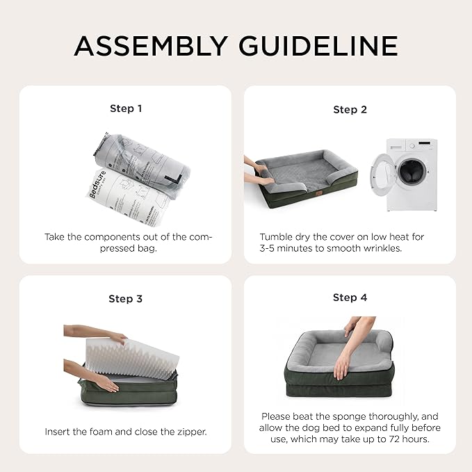 Bedsure Orthopedic Dog Beds for Small Dogs - Washable Small Dog Cat Bed Waterproof, Comfort Pet Couch Sofa with Washable Removable Cover, Pets Bed with Nonskid Bottom, Boreal Canopy Green, 24"