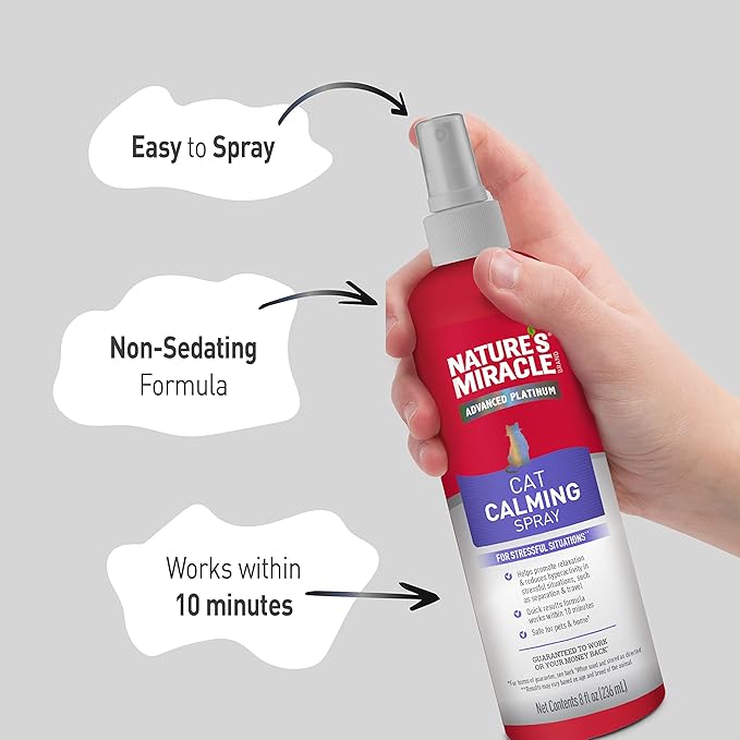 Nature’s Miracle Cat Calming Spray, 8 Ounces, Stress-Reducing Formula for Cats