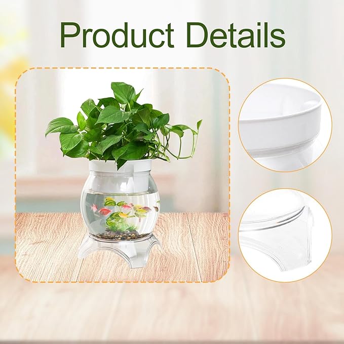 Desktop Fish Bowl Aquarium Hydroponic Planter Creative for Home Landscaping for Living Room with Stand Transparent 2 in 1, 23.5cmx31cm
