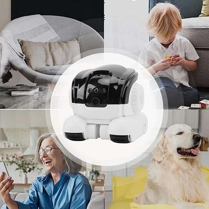 Dpofirs Indoor Camera for Home Security Baby Monitor Dog Pet Camera, Automatic Pet Tracking, Pet Interaction, PIR Motion Detection, with Phone App