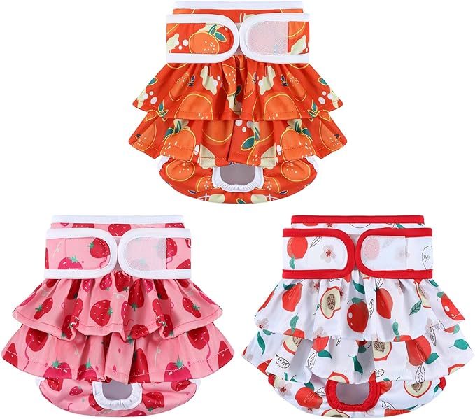 Dog Diapers Female Washable (3 Pack), Reusable Dog Period Diapers Female Doggie Diapers Puppy Diapers Female Dog Diapers for Heat, Incontinence, Excitable Urination,M