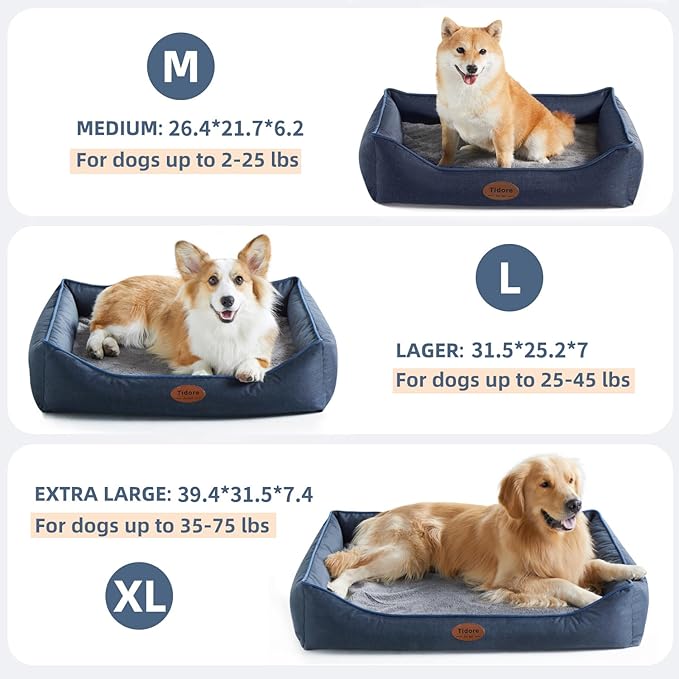 Orthopedic Dog Beds for Medium Dogs, Durable Egg Crate Foam Sofa Dog Bed with Washable Removable Cover, Waterproof Lining, Pet Bed for Small Dogs, Navy