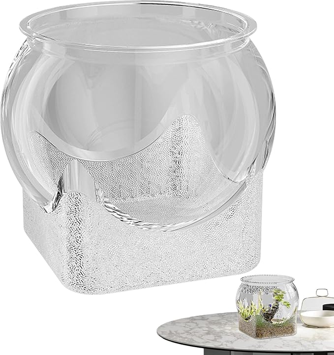 Round Clear Aquarium, Modern Compact Fish Tank, Hydroponic Planter Impact-Resistant for Home/Bedroom/Children's Room/Bathroom Desk/Workplace/Dorm