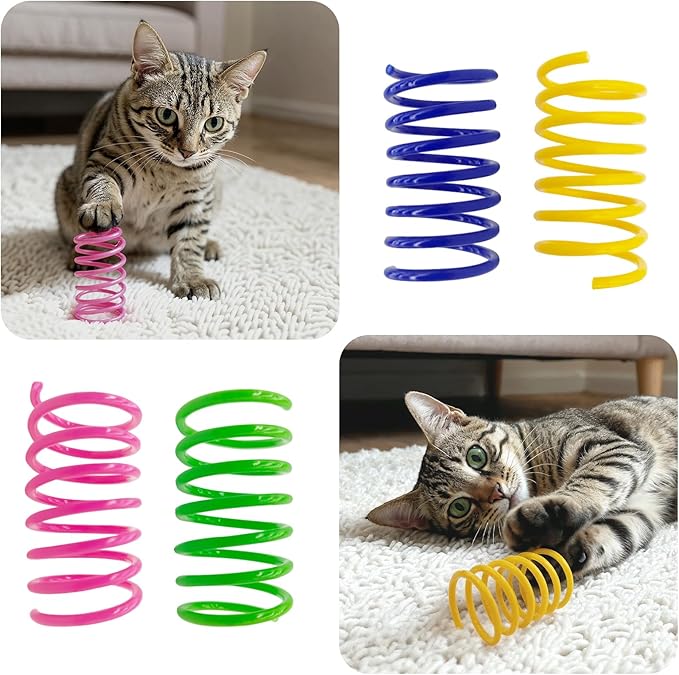 AGYM Cat Spring Toys 90 Packs for Indoor Cats, Durable Plastic Spring Coils Attract Cats to Swat, Bite, Hunt, Interactive Spring Toys for Kittens