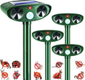 4 Pack 2026 Solar Ultrasonic Animal Repellent Outdoor Cat Squirrel Deer Repellent Devices Rabbit Deterrent for Garden,Animal Repeller with Motion Sensor for Dog Skunk Raccoon Rabbit Rodent