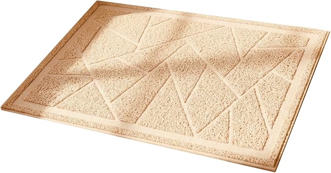 WePet Cat Litter Box Mat, Kitty Premium PVC Pad, Durable Trapping Rug, Phthalate Free, Urine-Resistant, Scatter Control, Mosaic, M 23 x 16 Inch, Beige