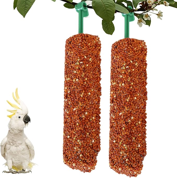 Bird Treat Stick Set, Chewing Training Reward Snacks, Multi Species Nutrition for Cockatiel Finch and Parrot, Natural Seed Blend Formula, Free Hanging Design, Healthy Enrichment Support
