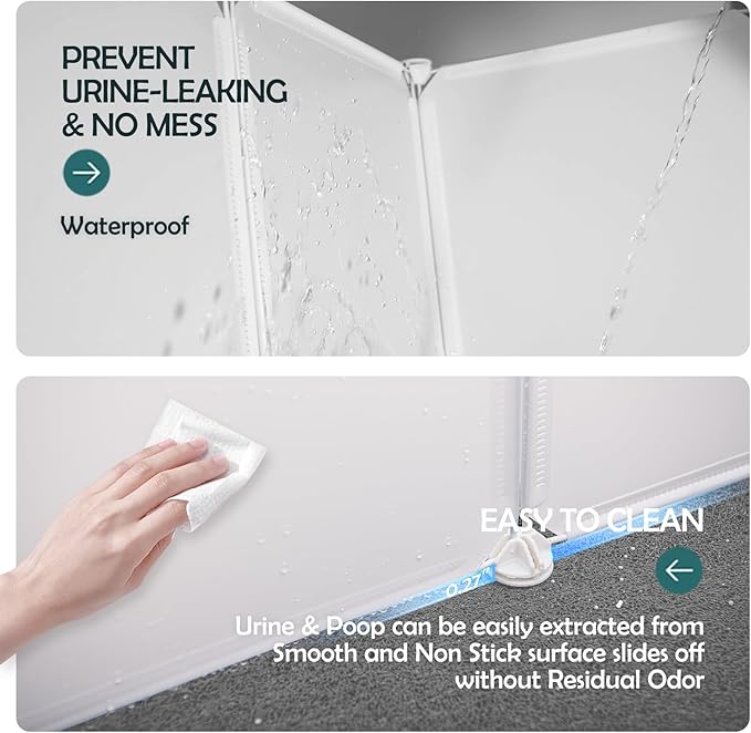MEEXPAWS Cat Litter Box Enclosure Splash Guard XXL 27.9L × 27.9W x 31.5H inch, Light Weight Plastic Sheets with Cat Litter Mat Easy Clean (White)