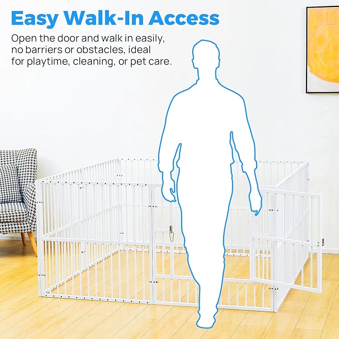 Dog Playpen - 32" Height Dog Pen, Heavy Duty Puppy Pen with Door, Safe & Sturdy, Easy Assemble for Indoor/Outdoor Pet Playpen
