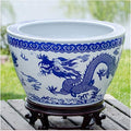Fish Tabk Chinese Style Blue and White Ceramic Goldfish Bowl Fish Tank Balcony Fish Culture Tank Courtyard Lotus Tank Turtle Tank Aquarium Starter Kits Cool Fish Tank(Color:B,Size:63cm)