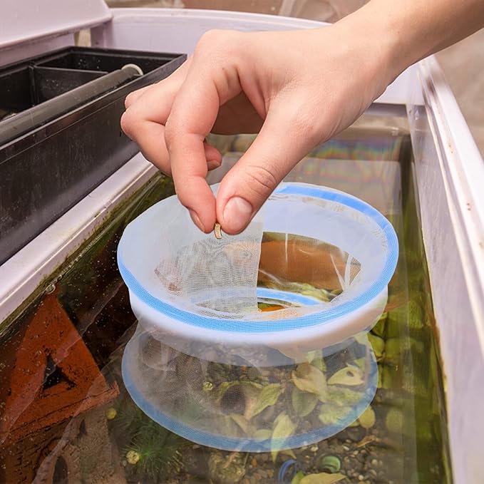 Aquarium Breeding Box and Fish Tank Hatchery Box Nylon Mesh Floating Isolation Net with Feeding Ports for Small Fish Incubator and Betta Nursery