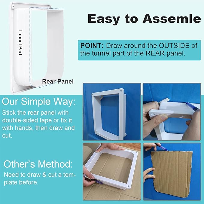 Cat Door, Safety Pet Door with 4 Way Lock, Weatherproof & Easy Installation Cat Flap Door for Interior Exterior Door, Window, Wall(Large, 7.48in x 7.08in Flap)