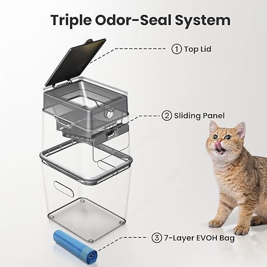 Neakasa PooGuard Litter Disposal Bin, 9.2L Trash Can with 17.6 lbs Mineral Cat Litter Bundle