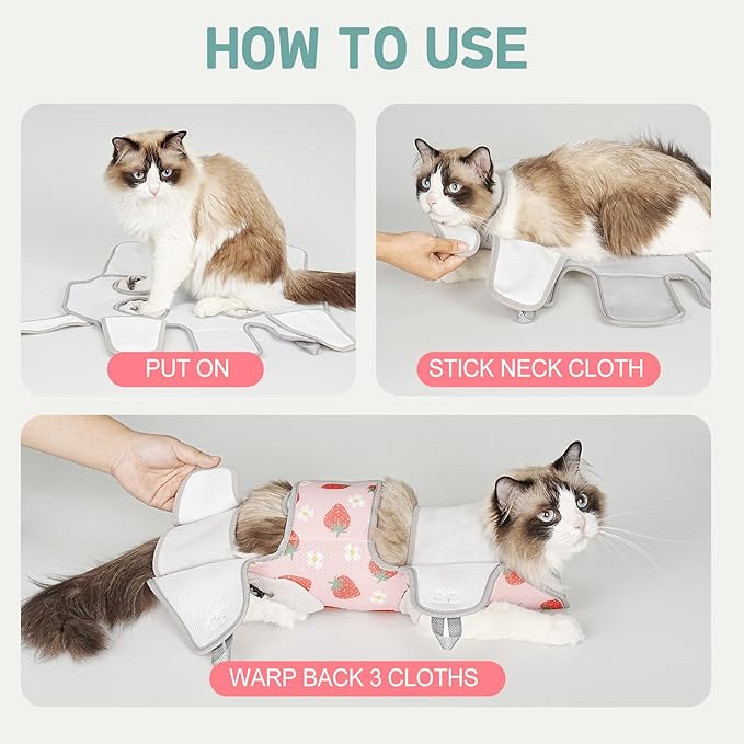 Supet Cat Grooming Hammock Harness for Nail Trimming, Cat Grooming Hanging Sling for Nail Clipping, Pet Restraint Holder for Cutting Nails, Medicine, Ear & Teeth Cleaning, Eye Care (Strawberry S)