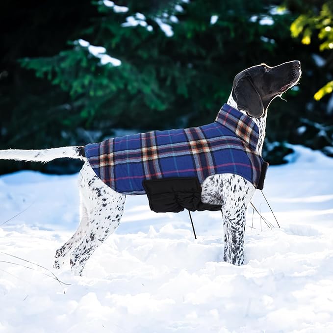 Kuoser Waterproof Dog Coat, Reversible Dog Jacket for Large Dogs, Adjustable Durable Doggie Winter Coat for Groowing Puppies Warm Puppy Cold Weather Apparel, Navy L