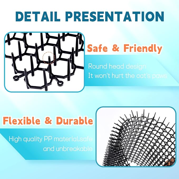 Hmyomina 16 x 13 Inch Cat Scat Mat with Spikes Outdoor/Indoor, Cat Deterrent Mat(16 Pack)