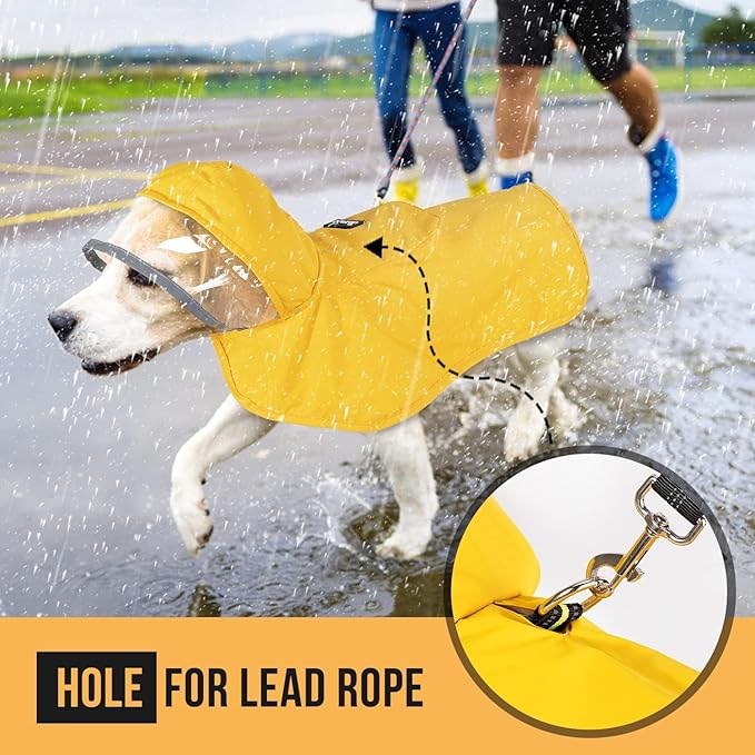 Lukovee Dog Raincoat, Adjustable Dog Rain Jacket with Clear Hooded Double Layer for Large Medium Small Dogs Puppies, Waterproof Rain Coat Poncho with Reflective Storage Pocket & Rim (Y,XXXL)