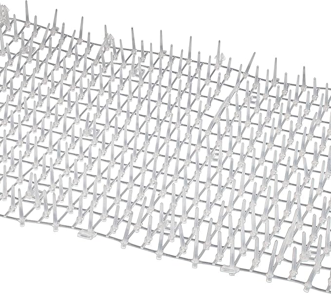 Cat Scat Mat Clear (14 ft.) with 10 Staples, Anti-cat Network with Spikes Digging Stopper - Cat Deterrent Mat for Indoor and Outdoor