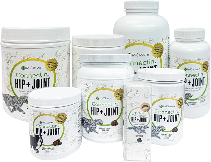InClover Connectin Natural Hip & Joint Supplement for Cats with Glucosamine, Chondroitin & Hyaluronic Acid - Powder for Dog Mobility, Comfort & Active Lifestyle Support, 3.2oz