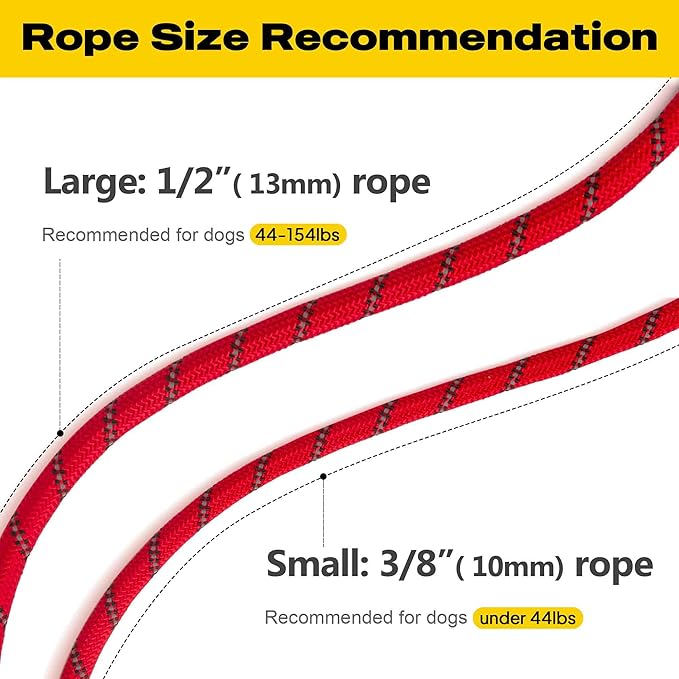 Fida Durable Slip Lead Dog Leash, 6 FT x 3/8" Heavy Duty Comfortable Strong Rope Slip Lead for Small Dogs and Puppies, No Pull Pet Training Leash with Highly Reflective (3/8", Red)