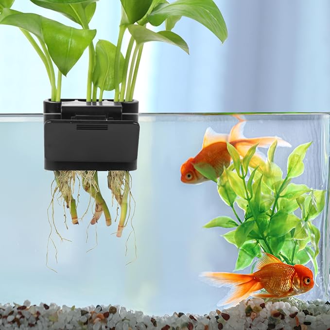 3 Holes Upgraded Aquatic Plant Cup Aquarium Plant Holder for Tank,Aquascape Accessories Decorations- Black 2 Pcs