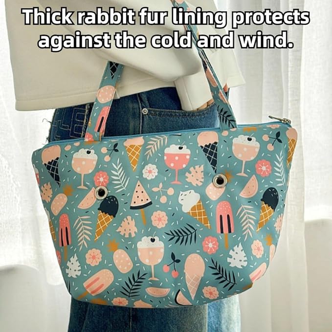 Warm Bird Carrier Bag for Winter Shoulder/Hand Bag Outdoor Portable Travel Carrier with Air Holes for Parakeets Lovebirds Conures Quarkes Caique (Blue,Large)