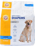 Arm & Hammer for Pets Disposable Female Dog Diapers with Odor Control and Wetness Indicator, Leak Resistant Dog Diapers for Incontinence and Heat Cycles, Size Large 18–23 in Waist, 12 Count - 2 Pack