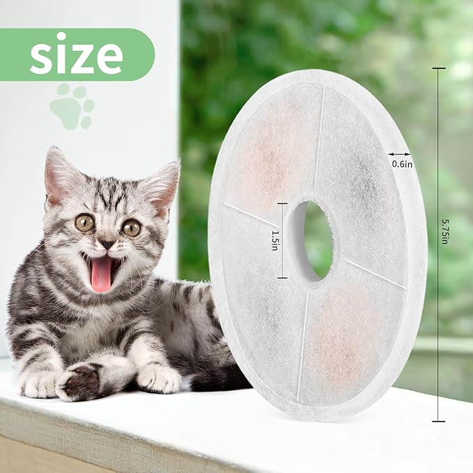 6 Pack Cat Water Fountain Replacement Filters Fit for 3L Flower Water Dispenser Automatic Pet Dog Cat Fountain Filter