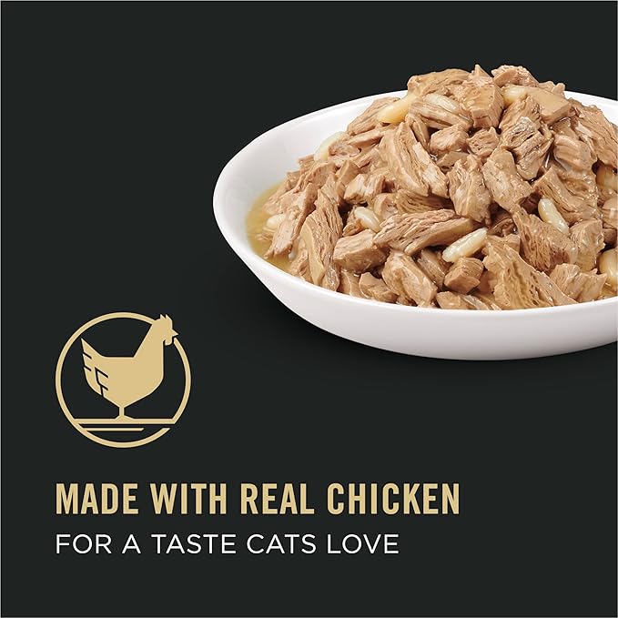 Purina Pro Plan High Protein Cat Food Complete Essentials Wet Gravy,Chicken and Rice Entree - 3 oz. Pull-Top Cans,(Pack of 48)