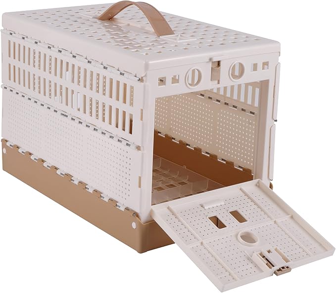 Plastic Foldable Pigeon Cage with Handle, Portable Bird Travel Carrier Cage Pigeon Cage Pairing Cage Pigeon Nest Box Easy to Clean for Training and Release Competition(S)(Two Doors)