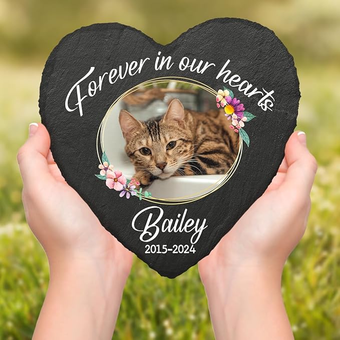 Pawfect House Custom Cat Memorial Stones, Bereavement Gift, Condolences Gift for Loss, Pet Memorial Gifts for Cats, Black Cat Memorial Pet Loss Gifts, in Loving Memory Pets, Garden Stones Decorative