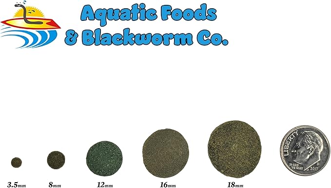 Aquatic Foods Inc. 3.5mm - 1/8" Spirulina, Algae & Veggies, Sinking Micro Wafers for Bottom Fish, Shrimp, Crabs, Crayfish, All Tropical Fish…4-lb & 10oz Lg Jar