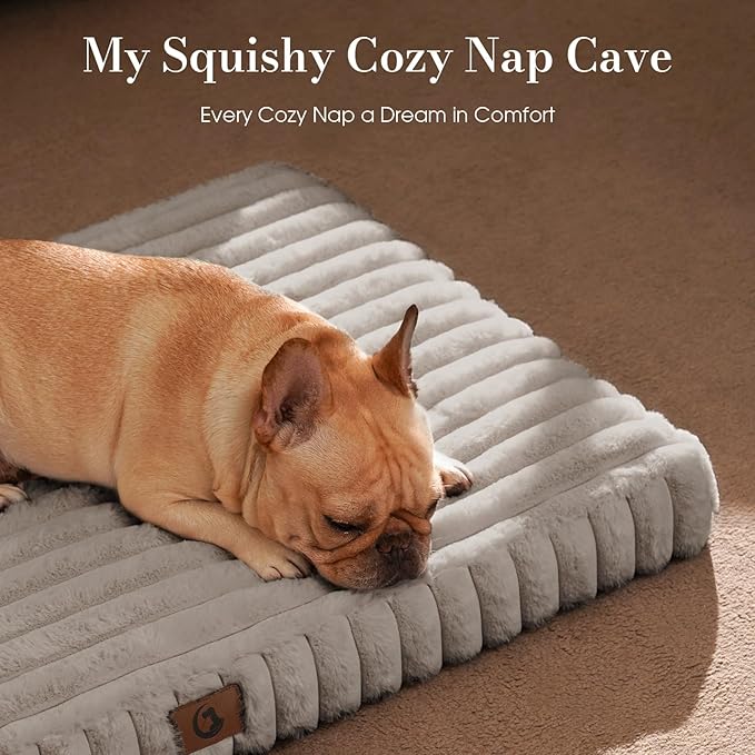 Dog Beds for Large Sized Dog, Orthopedic Pet Bed with Waterproof Lining, Soft Short Plush Surface & Egg Crate Foam, Machine Washable Pet Bed with Removable Cover & Anti Slip Bottom