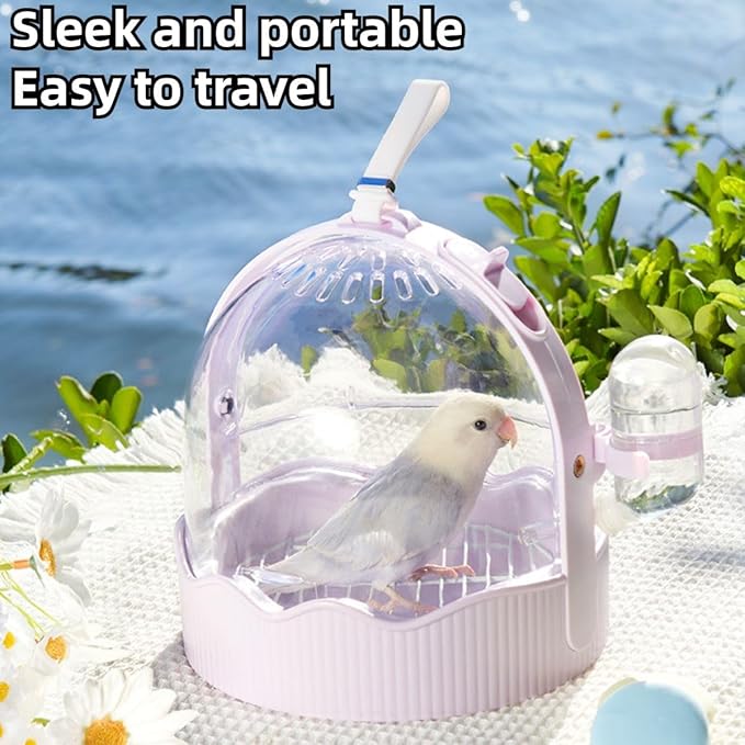 Pet Carriers Cage Portable Cage Parrot Bird Cage Outdoor Travel Camping Bird Parrot Cage with Water Bottle Bird Travel with Station Frame and Shoulder Strap Bird Travel Cage Bird Travel (Purple)