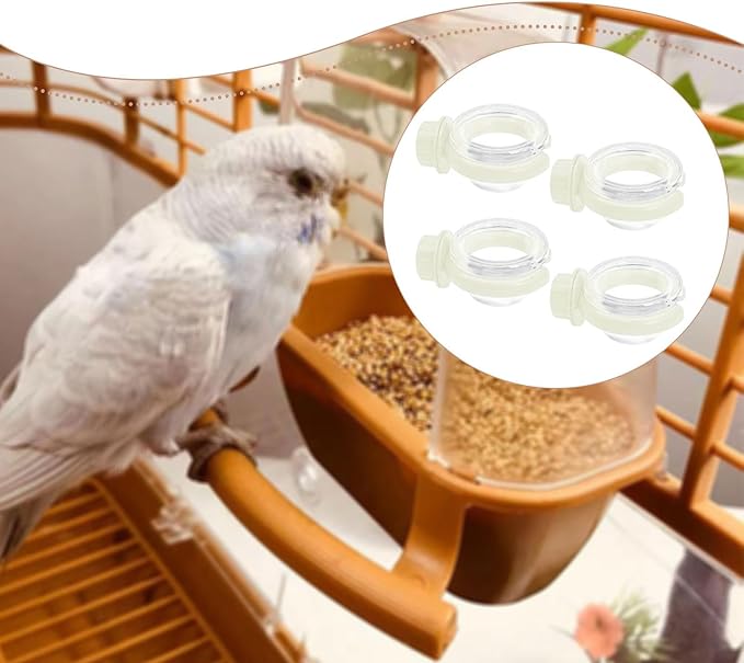 4 Pieces Bird Water Dispenser Decoration for Outside Sturdy Yard Transparent Multifunctional Professional Food Bowl Accessory, White