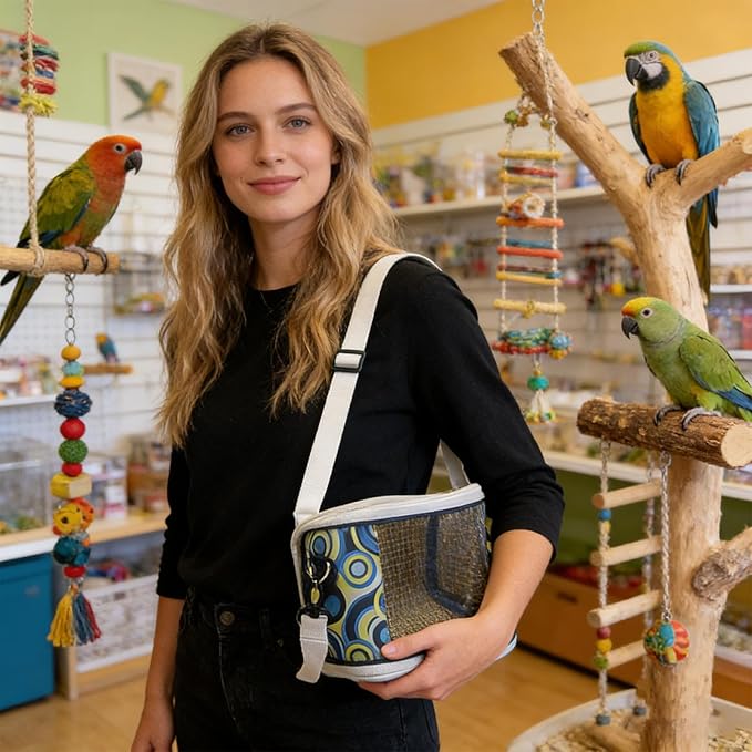 Lovebirds Carrying Bag - Clear Window Pouch, Parrot Travel Tote, Trainer Volunteer Gear, Animal Lover Accessory | Lightweight Lovebirds Carrying Bag with Transparent Window for Outdoor Short Trips
