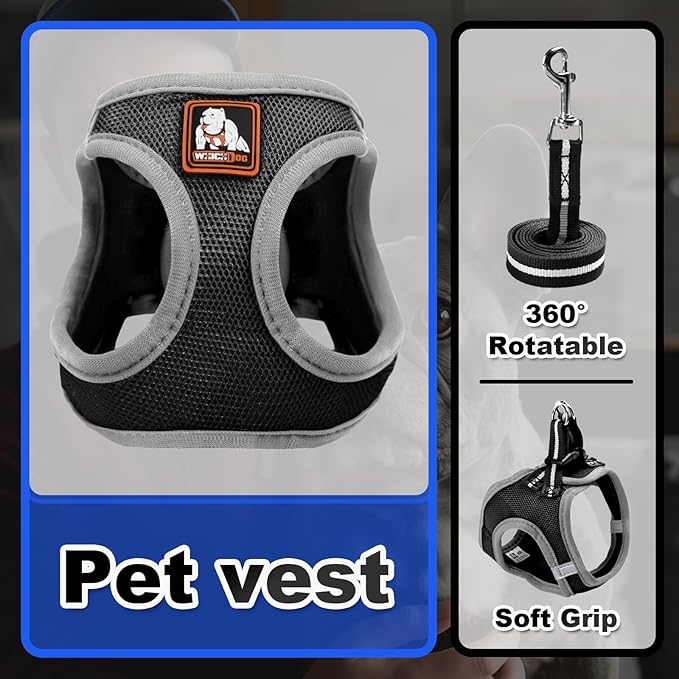 Dog Harness Medium Sized Dogs, Puppy Harness and Leash Set for Training, Running, Walking, Suitable for Small and Medium Dog Vest, Black, XS