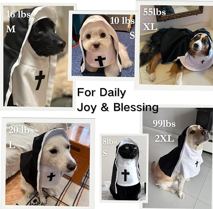 Pet Cat/Dog Nun Costume Clothing- Cute Funny Sister Habit Dress Outfit for Halloween Christmas Festival Cosplay Party (Small)