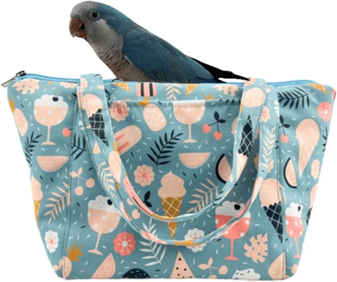 Warm Bird Carrier Bag for Winter Shoulder/Hand Bag Outdoor Portable Travel Carrier with Air Holes for Parakeets Lovebirds Conures Quarkes Caique (Blue,Large)