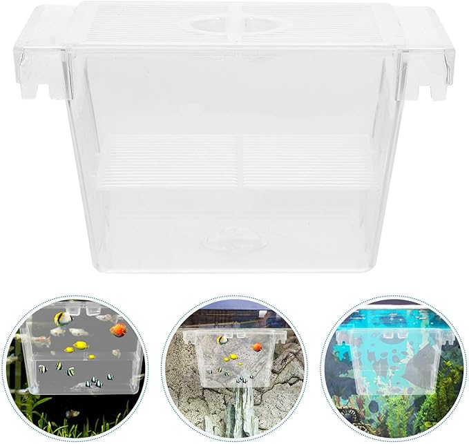 Fish Incubator Box with Divider Aquarium Breeding Hatchery for Betta Isolation, Aquarium Overflow and Nursery Box for Fish in Home Tanks