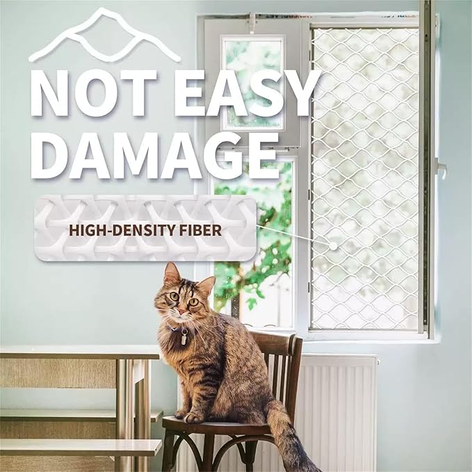 Balcony Screen for Pets,Cat Netting Balcony,Anti-Fall Pet Mesh Fence,Bite Tear Resistant,Dogs&Cat Safety Net for Balcony, Window, Stair, Patio,Anti Bird Netting for Garden/Balcony (10*13 ft)