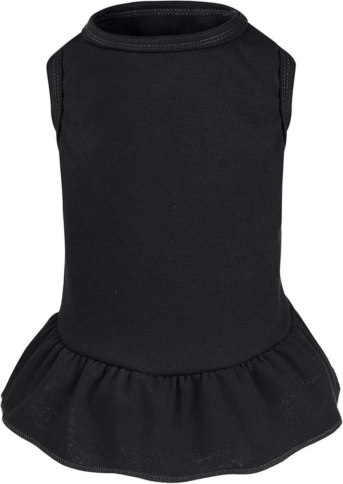 Dog Dresses Cat Skirt Solid Color Dog Clothes Summer Sleeveless Puppy Girl Clothes for Small Pet Dogs Cats (Black, Large)