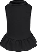Dog Dresses Cat Skirt Solid Color Dog Clothes Summer Sleeveless Puppy Girl Clothes for Small Pet Dogs Cats (Black, Large)