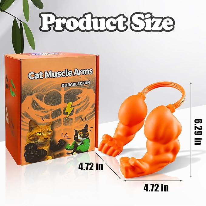 babyye Cat Toys Muscle Arms, Funny Printed Cat's Neck Arm with Muscle, Christmas Cats Costume Accessory for Pet Dress-Up, Cosplay, Parties & Photos (Orange)