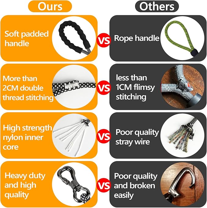NTR 50FT Dog Long Leash, Rope Dog Leash with Swivel Lockable Hook and Comfortable Padded Handle, Dog Training Leash Lead for Walking, Hunting, Camping, Backyard for Small Medium and Large Dogs