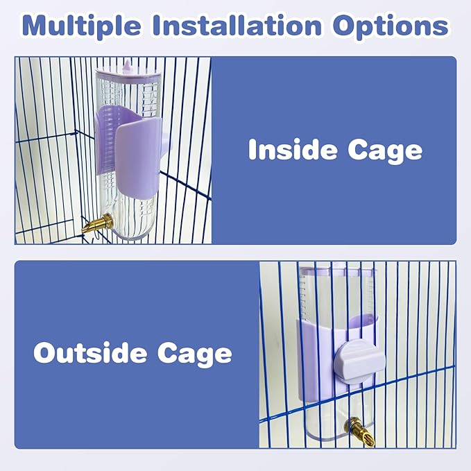 PINVNBY Bird Water Dispenser 9.47 Fl Oz Automatic Parrot Water Feeder Suspended Water Dispenser Bird Cage Accessories for Parakeet Budgie Lovebird Cockatiel Finch (Purple)