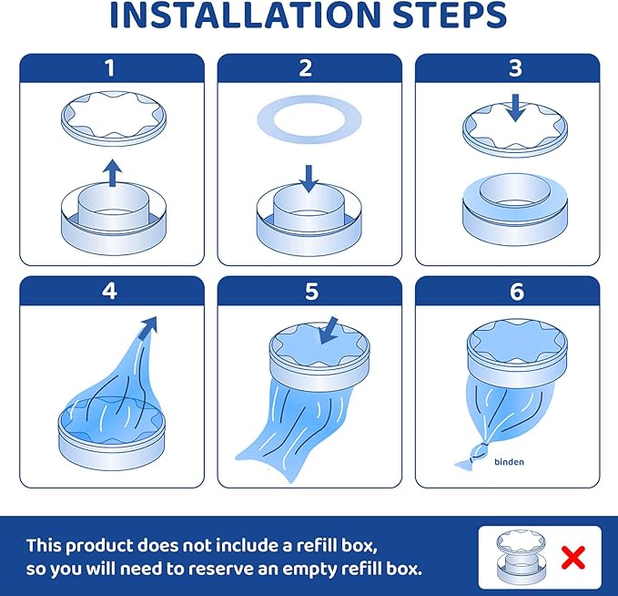 12er-Pack Refill Bags, Cat Litter Refill Bags, Diaper Refills, With Excellent Sealing and Toughness, The Refill Bag is Compatible With all Diaper Pails and Cat Litter Disposal Pails