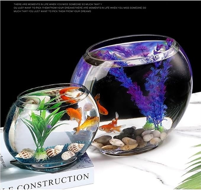 Aquariums Fish Bowl Creative Oval Glass Small Goldfish Fish Tank Home Desktop Decoration Transparent Glass Fish Tank Fish Tanks(Large)