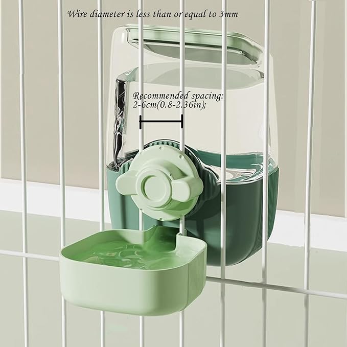 Pet Dog Cat Hanging Automatic Feeders, Auto Gravity Pet Feeder No Drip Water Set, Cage Pet Feeding Bowls Dispenser for Cats Dogs Puppy, Rabbit (Green)