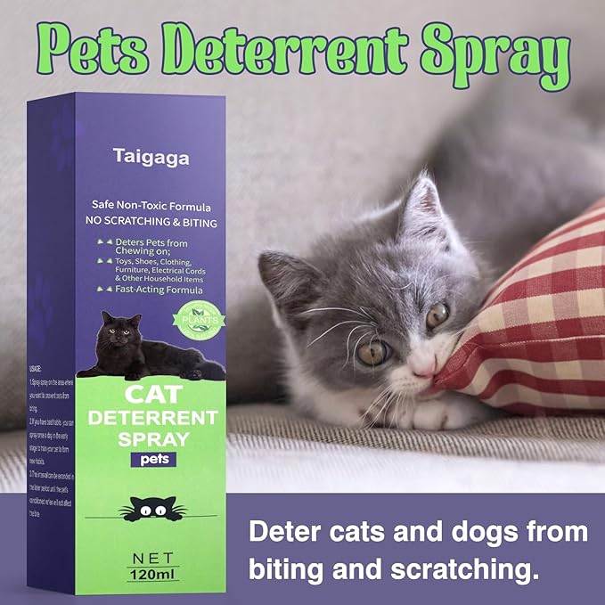 Cat Deterrent Spray, Cat Repellent Spray, 5.07 Fl Oz Cat Scratch Furniture Protector Spray, No Chew Spray for Dogs & Cats, 1 Pack